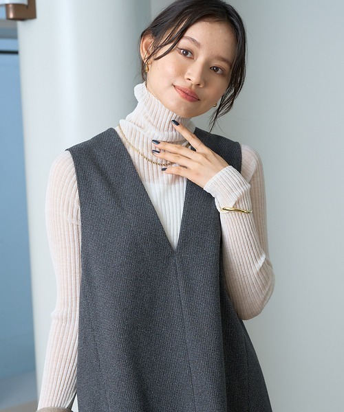 Rouge vif（ルージュヴィフ）の「【セットアップ対応】ニードルパンチ千鳥柄ベスト（ベスト・レディース・ブラウン/チャコールグレー・フリー）」の9枚目の写真