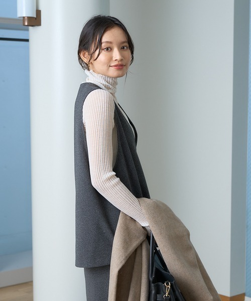 Rouge vif（ルージュヴィフ）の「【セットアップ対応】ニードルパンチ千鳥柄ベスト（ベスト・レディース・ブラウン/チャコールグレー・フリー）」の11枚目の写真