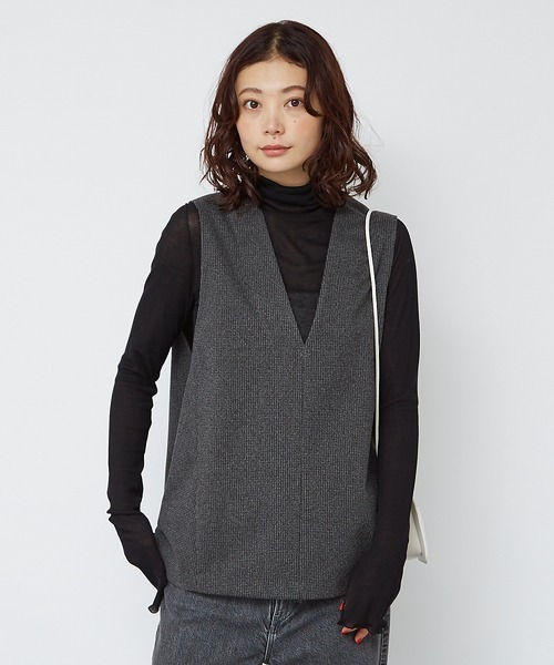 Rouge vif（ルージュヴィフ）の「【セットアップ対応】ニードルパンチ千鳥柄ベスト（ベスト・レディース・ブラウン/チャコールグレー・フリー）」の13枚目の写真