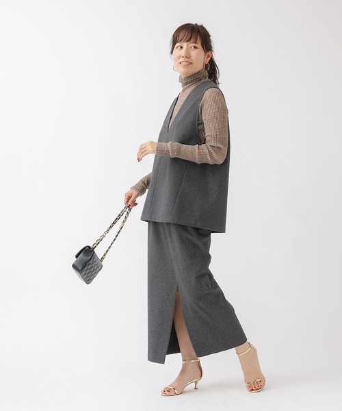 Rouge vif（ルージュヴィフ）の「【セットアップ対応】ニードルパンチ千鳥柄ベスト（ベスト・レディース・ブラウン/チャコールグレー・フリー）」の7枚目の写真