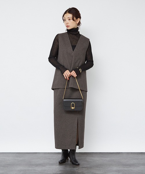 Rouge vif（ルージュヴィフ）の「【セットアップ対応】ニードルパンチ千鳥柄ベスト（ベスト・レディース・ブラウン/チャコールグレー・フリー）」の6枚目の写真