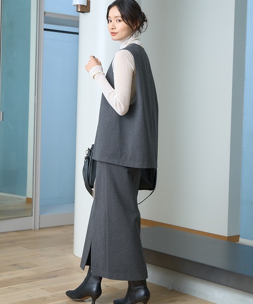 Rouge vif（ルージュヴィフ）の「【セットアップ対応】ニードルパンチ千鳥柄ベスト（ベスト・レディース・ブラウン/チャコールグレー・フリー）」の3枚目の写真