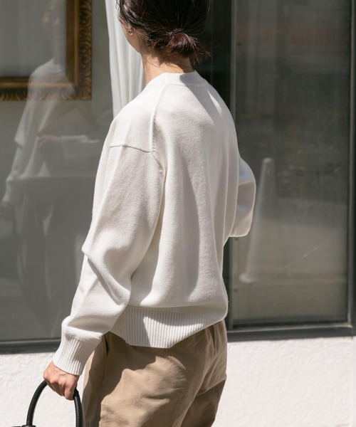 FORK&SPOON（フォークアンドスプーン）の「『洗濯可』FORK&SPOON　ウーステッドヤーンクルーネックニット（ニット/セーター・レディース・アイボリー/ブラック系その他/ブルー/オレンジ系その他・1）」の6枚目の写真