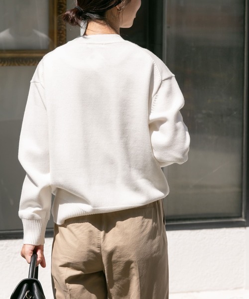 FORK&SPOON（フォークアンドスプーン）の「『洗濯可』FORK&SPOON　ウーステッドヤーンクルーネックニット（ニット/セーター・レディース・アイボリー/ブラック系その他/ブルー/オレンジ系その他・1）」の7枚目の写真