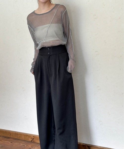 Per sist ence(パーシエンス)の「シアーバイカラーメロープルオーバー(Tシャツ/カットソー・レディース・ブラック/オフホワイト/チャコールグレー・FREE)」の19枚目の写真