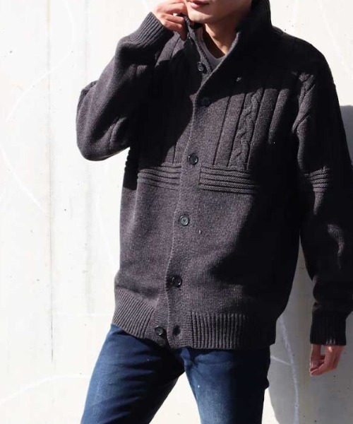 【セール】【Bl】【Bling leads】ケーブル編み 切替ハイネックニット(カーディガン/ボレロ)|Bling Leads(ブリングリーズ)