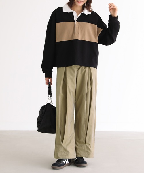 n'OrLABEL(ノアールレーベル)の「タマムシカラーツイルタックパンツ(その他パンツ・レディース・チャコール/カーキ・1/2)」の4枚目の写真