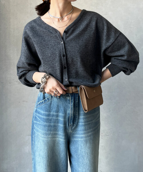 【セール】カシミヤ混2WAYカーディガン（カーディガン/ボレロ）｜DouDou（ドゥドゥ）