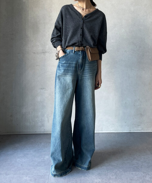 DouDou（ドゥドゥ）の「カシミヤ混2WAYカーディガン（カーディガン/ボレロ・レディース・チャコールグレー/レッド/ブラウン・FREE）」の4枚目の写真