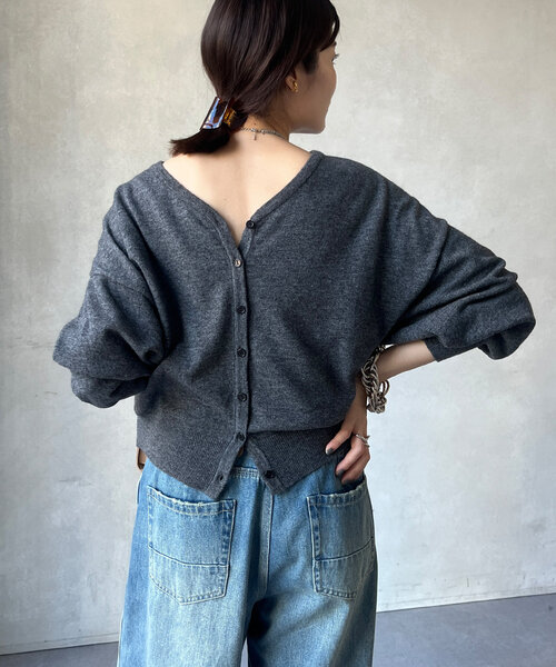 DouDou（ドゥドゥ）の「カシミヤ混2WAYカーディガン（カーディガン/ボレロ・レディース・チャコールグレー/レッド/ブラウン・FREE）」の12枚目の写真