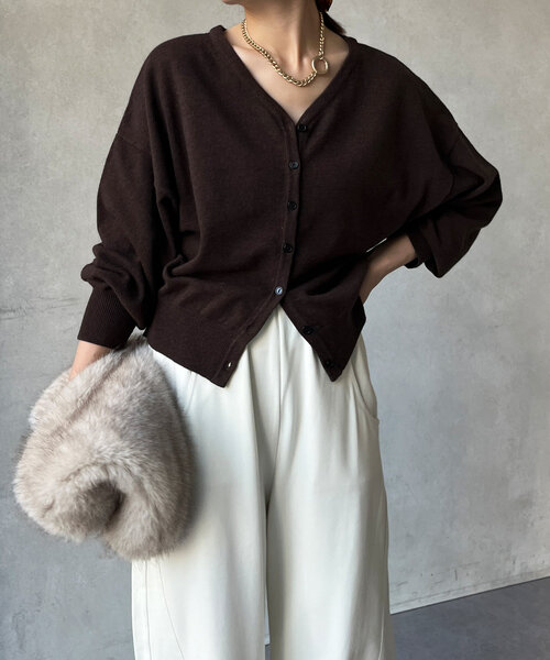 DouDou（ドゥドゥ）の「カシミヤ混2WAYカーディガン（カーディガン/ボレロ・レディース・チャコールグレー/レッド/ブラウン・FREE）」の18枚目の写真