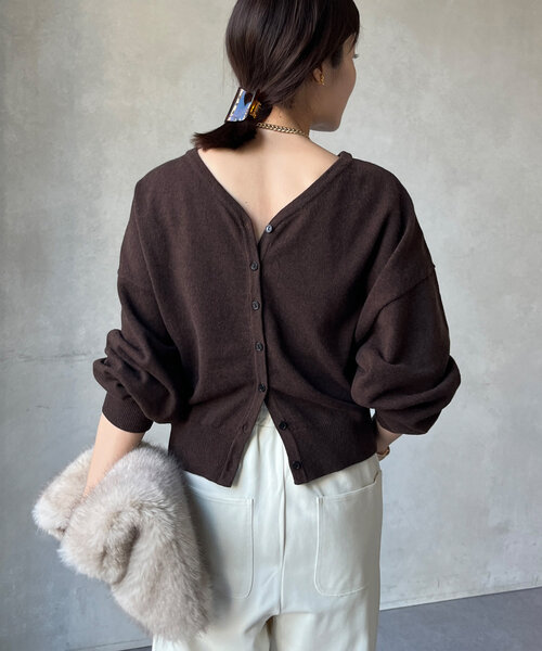 DouDou（ドゥドゥ）の「カシミヤ混2WAYカーディガン（カーディガン/ボレロ・レディース・チャコールグレー/レッド/ブラウン・FREE）」の21枚目の写真