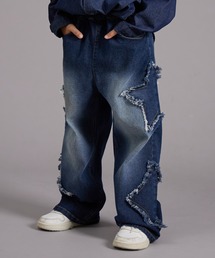 PAIRMANON STREET（ペアマノンストリート）の「【PAIRMANON STREET】モチーフ クラッシュ ワイド デニム パンツ（デニムパンツ・キッズ）」