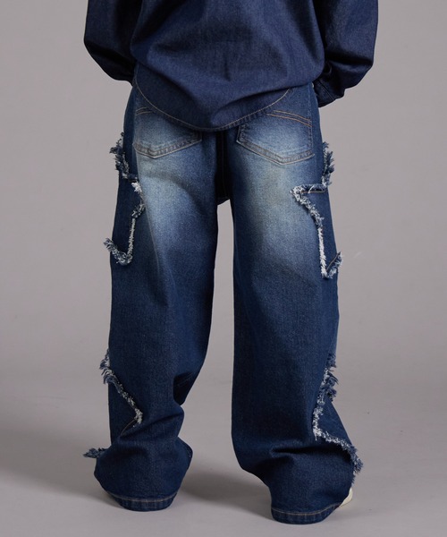 PAIRMANON STREET（ペアマノンストリート）の「【PAIRMANON STREET】モチーフ クラッシュ ワイド デニム パンツ（デニムパンツ・キッズ・ブルー/インディゴブルー・90/120/150/160/100/110/130/140）」の22枚目の写真