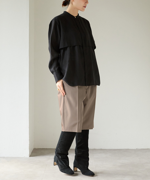 VERMEIL par iena(ヴェルメイユパーイエナ)の「ビエラシアーシャツ(シャツ/ブラウス・レディース・ブラック/ブラウン・FREE)」の3枚目の写真