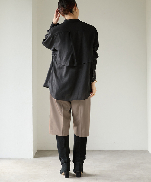 VERMEIL par iena(ヴェルメイユパーイエナ)の「ビエラシアーシャツ(シャツ/ブラウス・レディース・ブラック/ブラウン・FREE)」の4枚目の写真