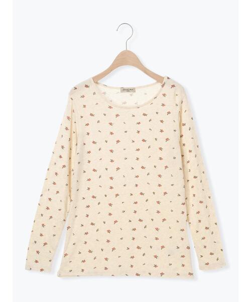 Samansa Mos2（サマンサ モスモス）の「【吸湿発熱】ベア天花柄クルー