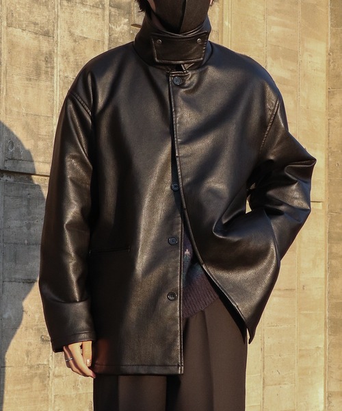 favclo.（ファブクロ）の「leather like oversized car coat / レザー