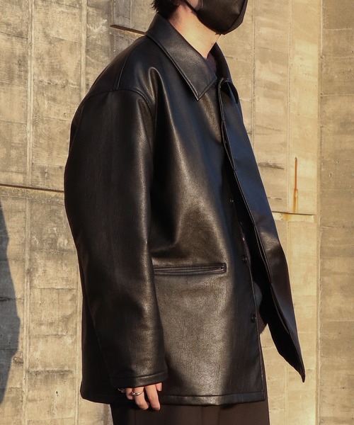 favclo.（ファブクロ）の「leather like oversized car coat / レザー 