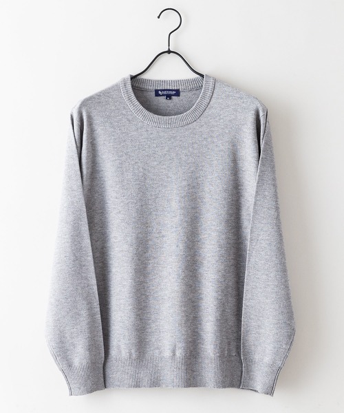 Blue Standard （ブルースタンダード）の「【BLUE STANDARD/ブルースタンダード】高機能カシミヤタッチ クルーネックセーター 素肌で着れるセーター マシンウォッシャブル アンチプリング 静電気防止 ストレッチ（ニット/セーター・メンズ・ネイビー/オフホワイト/ブラック/杢グレー・X-LARGE/LARGE/MEDIUM）」の6枚目の写真