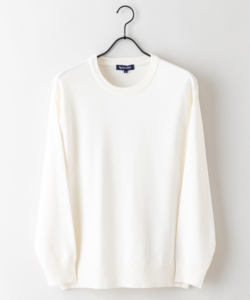Blue Standard （ブルースタンダード）の「【BLUE STANDARD/ブルースタンダード】高機能カシミヤタッチ クルーネックセーター 素肌で着れるセーター マシンウォッシャブル アンチプリング 静電気防止 ストレッチ（ニット/セーター・メンズ・ネイビー/オフホワイト/ブラック/杢グレー・X-LARGE/LARGE/MEDIUM）」の5枚目の写真