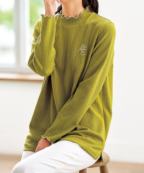 BELLUNA PLUS(ベルーナ)の「<E/A>配色使いジャカードプルオーバー(Tシャツ/カットソー・レディース・アイボリー/ライトグリーン系/ネイビー・MEDIUM/LARGE/X-LARGE)」の4枚目の写真