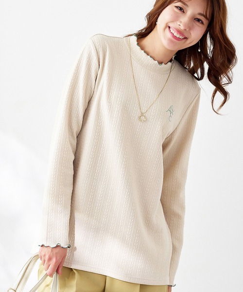 BELLUNA PLUS(ベルーナ)の「<E/A>配色使いジャカードプルオーバー(Tシャツ/カットソー・レディース・アイボリー/ライトグリーン系/ネイビー・MEDIUM/LARGE/X-LARGE)」の14枚目の写真