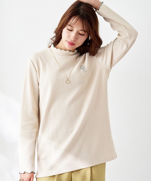 BELLUNA PLUS(ベルーナ)の「<E/A>配色使いジャカードプルオーバー(Tシャツ/カットソー・レディース・アイボリー/ライトグリーン系/ネイビー・MEDIUM/LARGE/X-LARGE)」の13枚目の写真