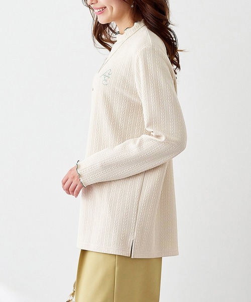 BELLUNA PLUS(ベルーナ)の「<E/A>配色使いジャカードプルオーバー(Tシャツ/カットソー・レディース・アイボリー/ライトグリーン系/ネイビー・MEDIUM/LARGE/X-LARGE)」の16枚目の写真