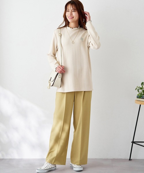 BELLUNA PLUS(ベルーナ)の「<E/A>配色使いジャカードプルオーバー(Tシャツ/カットソー・レディース・アイボリー/ライトグリーン系/ネイビー・MEDIUM/LARGE/X-LARGE)」の19枚目の写真