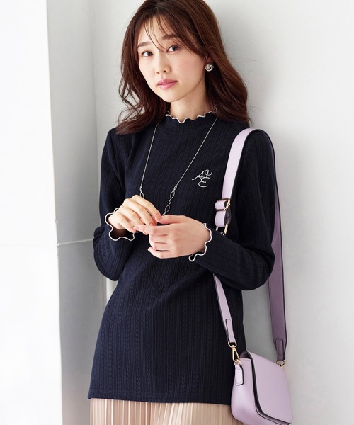 BELLUNA PLUS(ベルーナ)の「<E/A>配色使いジャカードプルオーバー(Tシャツ/カットソー・レディース・アイボリー/ライトグリーン系/ネイビー・MEDIUM/LARGE/X-LARGE)」の5枚目の写真