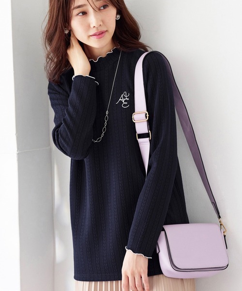 BELLUNA PLUS(ベルーナ)の「<E/A>配色使いジャカードプルオーバー(Tシャツ/カットソー・レディース・アイボリー/ライトグリーン系/ネイビー・MEDIUM/LARGE/X-LARGE)」の7枚目の写真