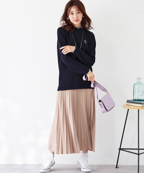 BELLUNA PLUS(ベルーナ)の「<E/A>配色使いジャカードプルオーバー(Tシャツ/カットソー・レディース・アイボリー/ライトグリーン系/ネイビー・MEDIUM/LARGE/X-LARGE)」の11枚目の写真