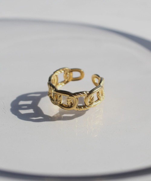 abaskdesign(アバスクデザイン)の「金属アレルギー対応 ロープチェーンオープリング(リング・レディース・ゴールド・16号)」の6枚目の写真