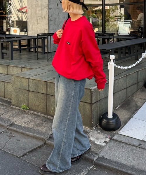 CIAOPANIC TYPY（チャオパニックティピー）の「【ユニセックス】ヘビーコットンビックシルエットスウェットボックスロゴロンTEE（Tシャツ/カットソー・メンズ・レッド/ホワイト/ライトグレー/ブラック・MEDIUM/LARGE）」の14枚目の写真