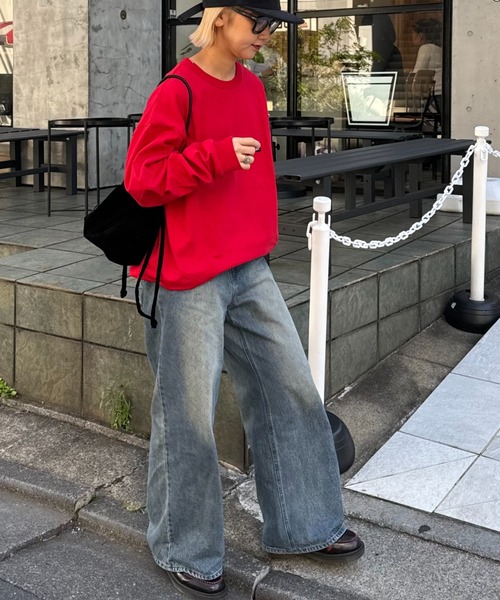 CIAOPANIC TYPY（チャオパニックティピー）の「【ユニセックス】ヘビーコットンビックシルエットスウェットボックスロゴロンTEE（Tシャツ/カットソー・メンズ・レッド/ホワイト/ライトグレー/ブラック・MEDIUM/LARGE）」の15枚目の写真