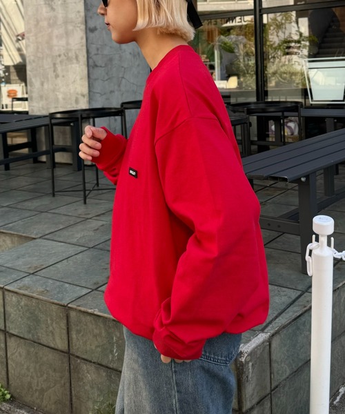 CIAOPANIC TYPY（チャオパニックティピー）の「【ユニセックス】ヘビーコットンビックシルエットスウェットボックスロゴロンTEE（Tシャツ/カットソー・メンズ・レッド/ホワイト/ライトグレー/ブラック・MEDIUM/LARGE）」の12枚目の写真