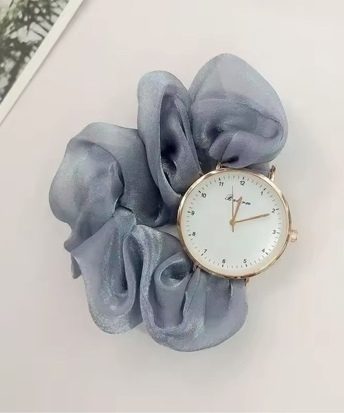 Port（ポート）の「【 antique andico / アンティーク アンディコ 】シアー シュシュ風 腕時計 #（アナログ腕時計・レディース・ピンク/アイボリー/ブラック/ブルー・FREE）」の8枚目の写真