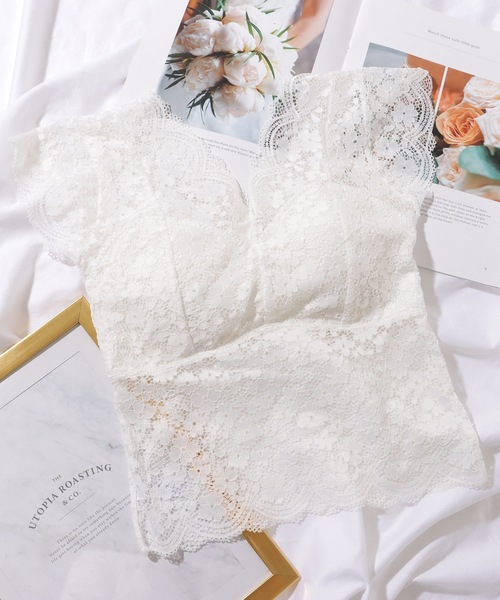 Lace Ladies（レースレディース）の「Vネック スカラップ レース カップ付き トップス（その他トップス・レディース・ブラック/ホワイト・FREE）」の11枚目の写真