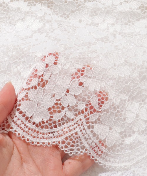 Lace Ladies（レースレディース）の「Vネック スカラップ レース カップ付き トップス（その他トップス・レディース・ブラック/ホワイト・FREE）」の7枚目の写真