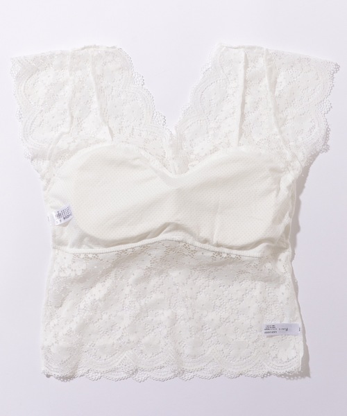 Lace Ladies（レースレディース）の「Vネック スカラップ レース カップ付き トップス（その他トップス・レディース・ブラック/ホワイト・FREE）」の4枚目の写真