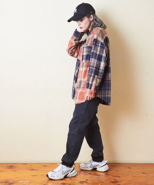 CUBE SUGAR（キューブシュガー）の「起毛チェックビッグシャツ（シャツ/ブラウス・レディース・グリーン/イエロー/オレンジ・M）」の8枚目の写真