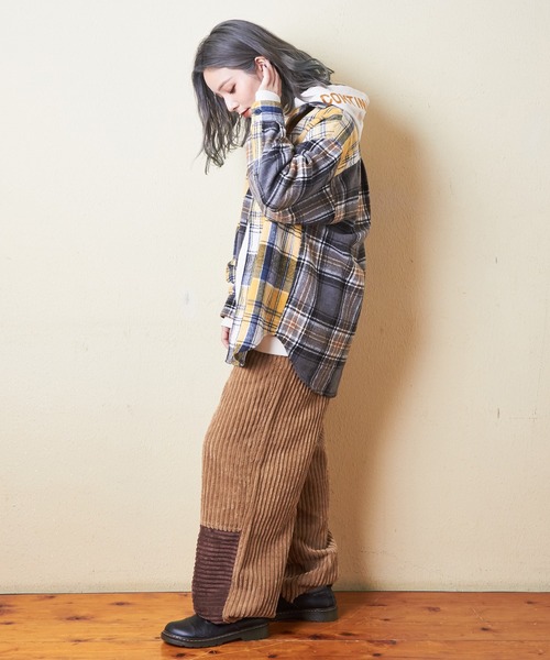 CUBE SUGAR（キューブシュガー）の「起毛チェックビッグシャツ（シャツ/ブラウス・レディース・グリーン/イエロー/オレンジ・M）」の5枚目の写真