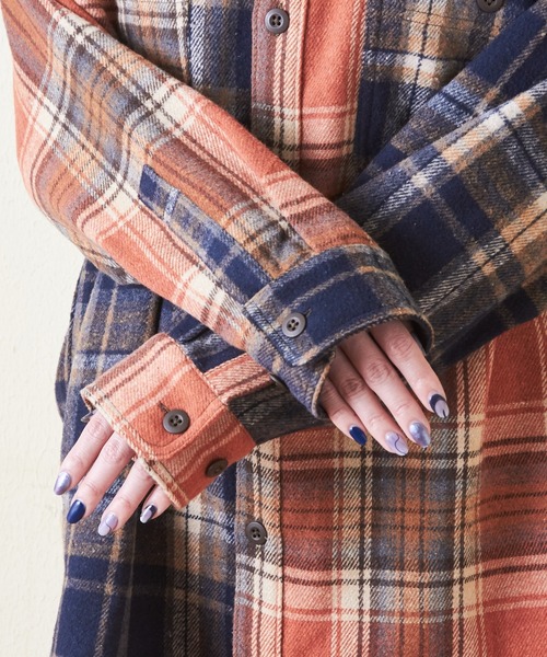 CUBE SUGAR（キューブシュガー）の「起毛チェックビッグシャツ（シャツ/ブラウス・レディース・グリーン/イエロー/オレンジ・M）」の18枚目の写真