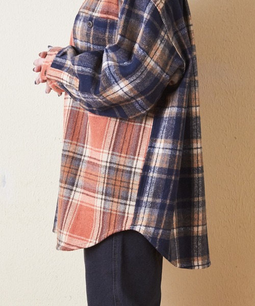 CUBE SUGAR（キューブシュガー）の「起毛チェックビッグシャツ（シャツ/ブラウス・レディース・グリーン/イエロー/オレンジ・M）」の20枚目の写真