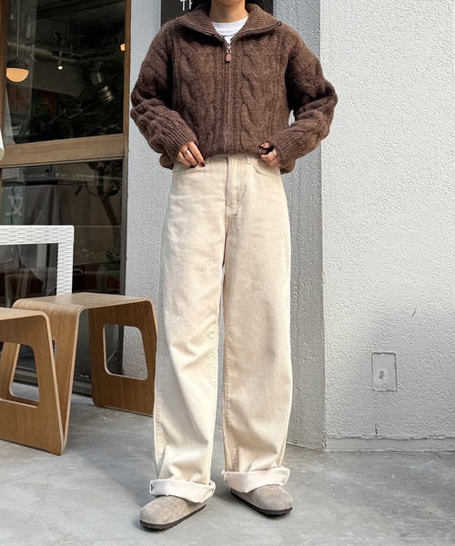 LE MORE（リモア）の「コーデュロイワイドストレートパンツ（その他パンツ・レディース・アイボリー/ブラウン・FREE）」の8枚目の写真