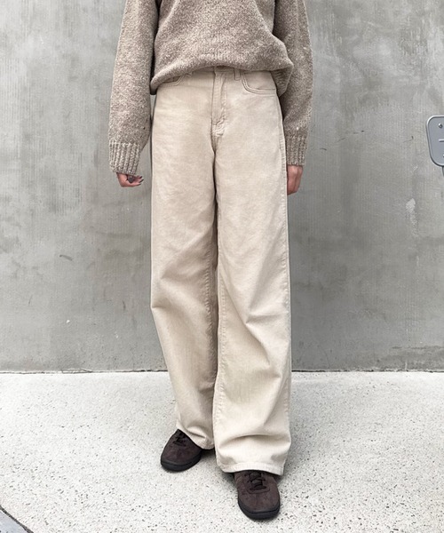 LE MORE（リモア）の「コーデュロイワイドストレートパンツ（その他パンツ・レディース・アイボリー/ブラウン・FREE）」の9枚目の写真