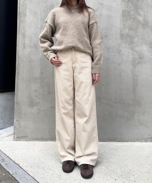LE MORE（リモア）の「コーデュロイワイドストレートパンツ（その他パンツ・レディース・アイボリー/ブラウン・FREE）」の12枚目の写真