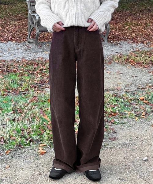 LE MORE（リモア）の「コーデュロイワイドストレートパンツ（その他パンツ・レディース・アイボリー/ブラウン・FREE）」の16枚目の写真