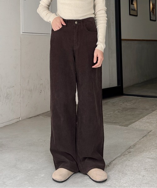 LE MORE（リモア）の「コーデュロイワイドストレートパンツ（その他パンツ・レディース・アイボリー/ブラウン・FREE）」の19枚目の写真
